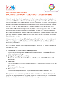 IKMO_Qualifizierung Modul II - VIA &ndash; Verband f&uuml;r Interkulturelle Arbeit