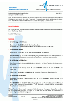 Infobrief 2016_07 - Die Unabhängigen im Landkreis Hildesheim