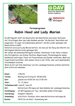 Ferienprogramm Robin Hood und Lady Marian