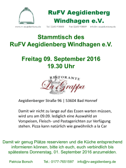 Stammtisch des RuFV Aegidienberg Windhagen e.V. Freitag 09