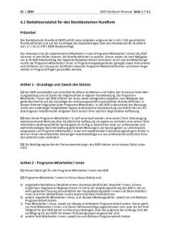 4.1 Redakteursstatut für den Norddeutschen Rundfunk