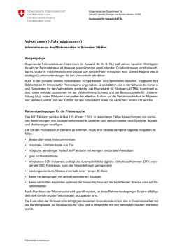 Faktenblatt Velostrassen - Bundesamt für Strassen (ASTRA)
