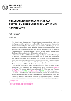 Ein Anwenderleitfaden f&uuml;r das Erstellen einer