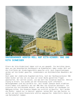 Hausbewohner werfen M&uuml;ll auf Kita-Kinder: HWG
