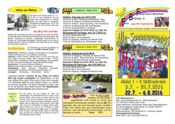 Infobrief f&uuml;r alle Sommercamps mit Abfahrtszeiten