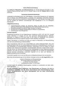 Interne Stellenausschreibung Am Institut f&uuml;r Pflanzenbau und