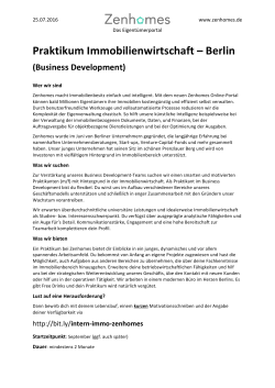 Praktikum Immobilienwirtschaft – Berlin (Business Development)