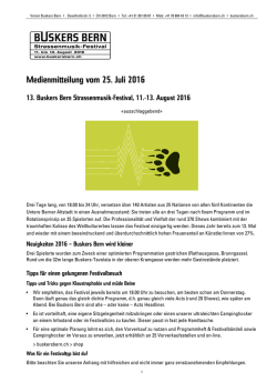 Medienmitteilung vom 25. Juli 2016