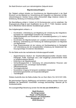 Die Stadt Elmshorn sucht zum n&auml;chstm&ouml;glichen Zeitpunkt eine/n
