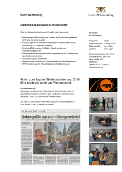 Baden-Württemberg Stadt: Ulm Sanierungsgebiet „Wengenviertel