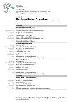 Liste aller Privatschulen im Kanton Z&uuml;rich