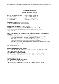 Sprechzeiten in der vorlesungsfreien Zeit SoSe
