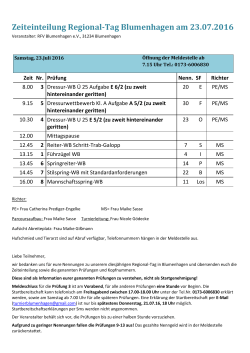 Zeiteinteilung Regional-Tag Blumenhagen am 23.07.2016