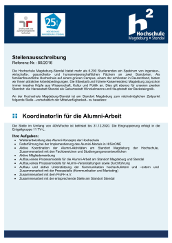 Koordinator/in für die Alumni-Arbeit - Hochschule Magdeburg