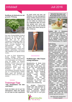 Infobladl Juli2016 - Sportstudio f&uuml;r die Frau