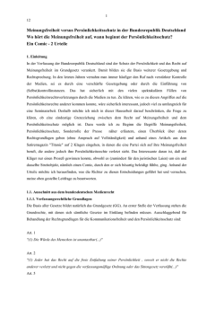 Hausarbeit: Meinungsfreiheit versus Pers&ouml;nlichkeitsschutz in der