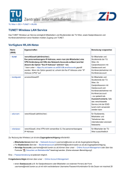 TUNET Wireless LAN Service - ZID