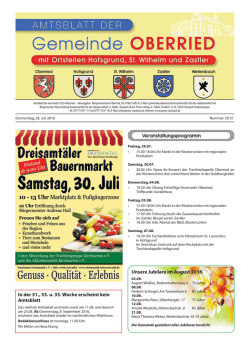 In der 31., 33. u. 35. Woche erscheint kein Amtsblatt Unsere Jubilare