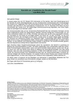 Info - Herald Fonds vom 08.01.2016