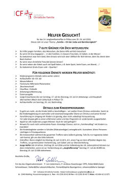 Helfer gesucht! - Jungfamilientreffen
