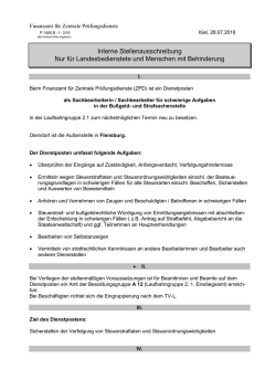 Interne Stellenausschreibung Nur f&uuml;r Landesbedienstete und