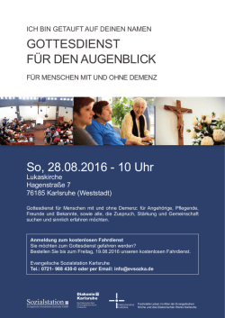 Gottesdienst f&uuml;r Menschen mit und ohne Demenz