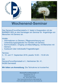 Wochenend-Seminar - Demenzforum Darmstadt