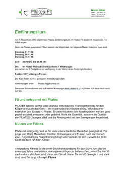 Einf&uuml;hrungskurs - bei Pilates-Fit