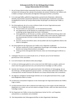 Ordnungsvorschriften für den Weltjugendtag in Krakau Campus