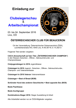 Einladung zur Clubsiegerschau - Österreichischer Club für Beauceron