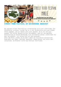 Street-Food-Festival am Wochenende abgesagt