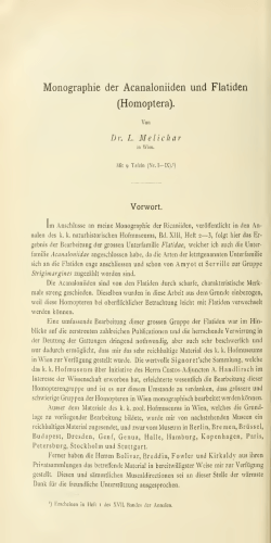 Monographie der Acanaloniiden und Flatiden (Homoptera).