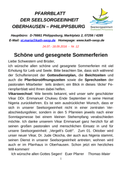 Pfarrbrief - Herzlich Willkommen in der Pfarrei Deutschland