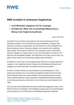 RWE investiert in wirksamen Vogelschutz