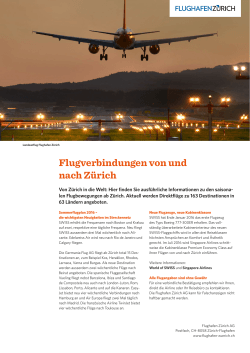 Flugverbindungen von und nach Zürich