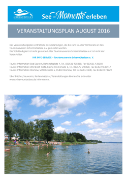 Veranstaltungsplan August - Tourismusverein Scharmützelsee eV