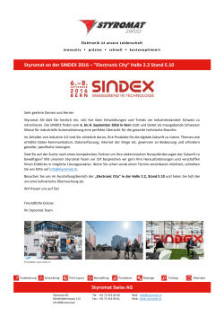 Styromat Swiss AG Styromat an der SINDEX 2016