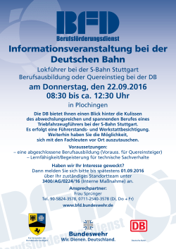 Plakat zum Informationstag der Deutschen Bahn