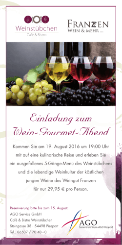 Einladung zum Wein-Gourmet-Abend