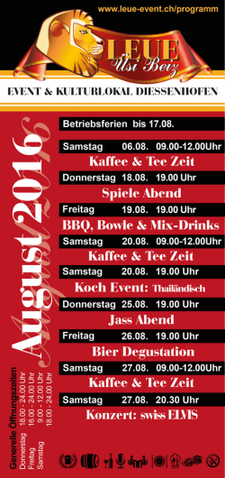 Monatsprogramm August 2016
