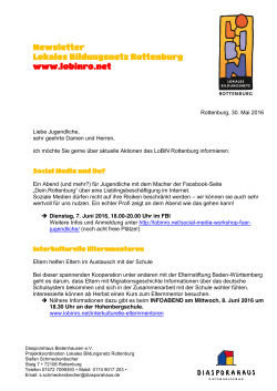LoBiN-Newsletter Juni 2016 - Lokales Bildungsnetz Rottenburg