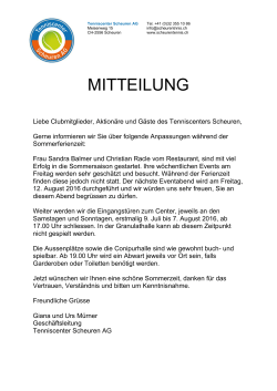 mitteilung - Tenniscenter Scheuren