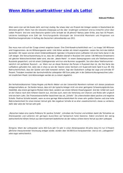 Wenn Aktien unattraktiver sind als Lotto! - Rohmert