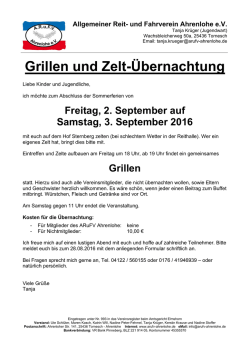 Grillen und Zelt-&Uuml;bernachtung - Allgemeiner Reit