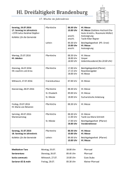 Vermeldungen Sonntag, 24.07.2016