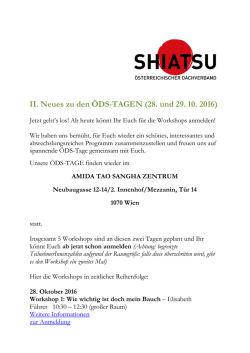 II. Neues zu den &Ouml;DS-TAGEN (28. und 29. 10. 2016)