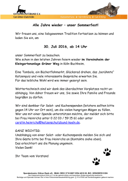 Einladung zum Sommerfest! - Katzenschutzbund Köln eV
