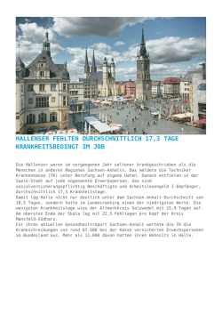 Hallenser fehlten durchschnittlich 17,3 Tage