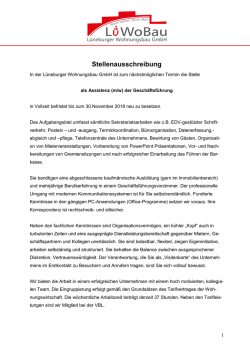 Stellenausschreibung - Lüneburger Wohnungsbau GmbH
