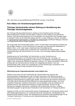 Kein Abbau von Verantwortungsstrukturen Thüringer Hochschulräte